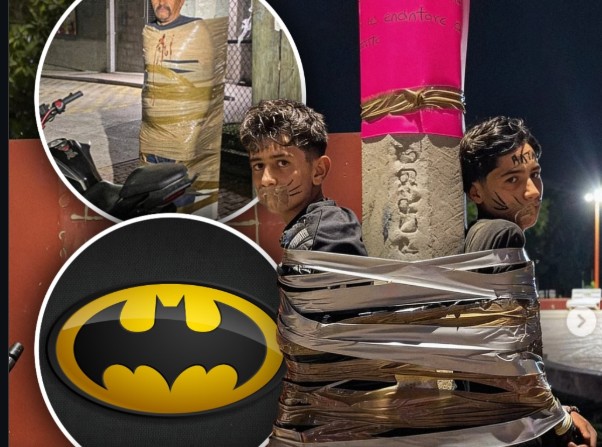 Shfaqet në Meksikë “Batman”, kap natën hajdutët e motorëve dhe i lidh nëpër pemë